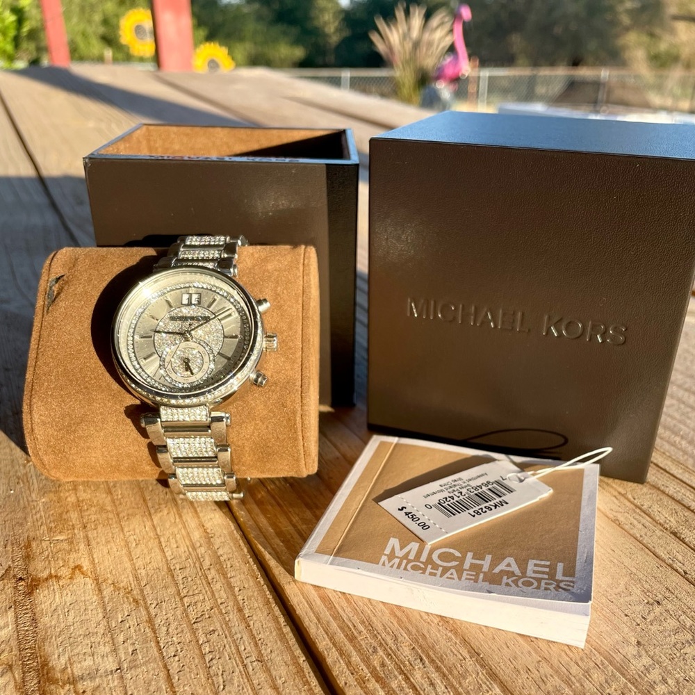 Michael Kors Sawyer Silver Crystal Watch